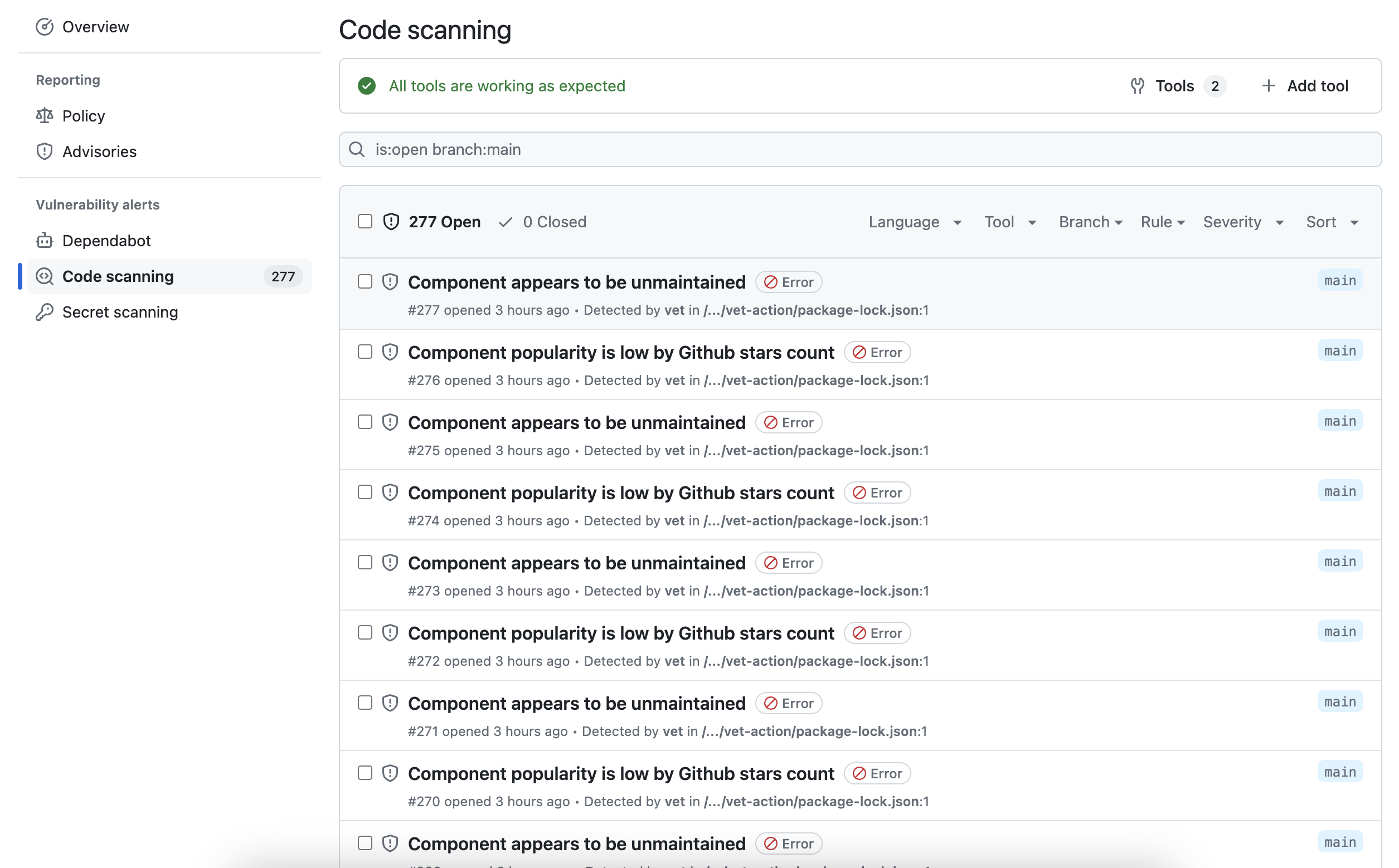 GitHub Code Scanning Alerts